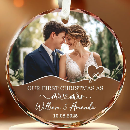 Personalized The Year We Became Mr & Mrs Christmas Ornament - Wedding Gifts for Couples 2025, Bridal Shower Ornaments - Wedding Gifts For Newlywed Couple, Him And Her