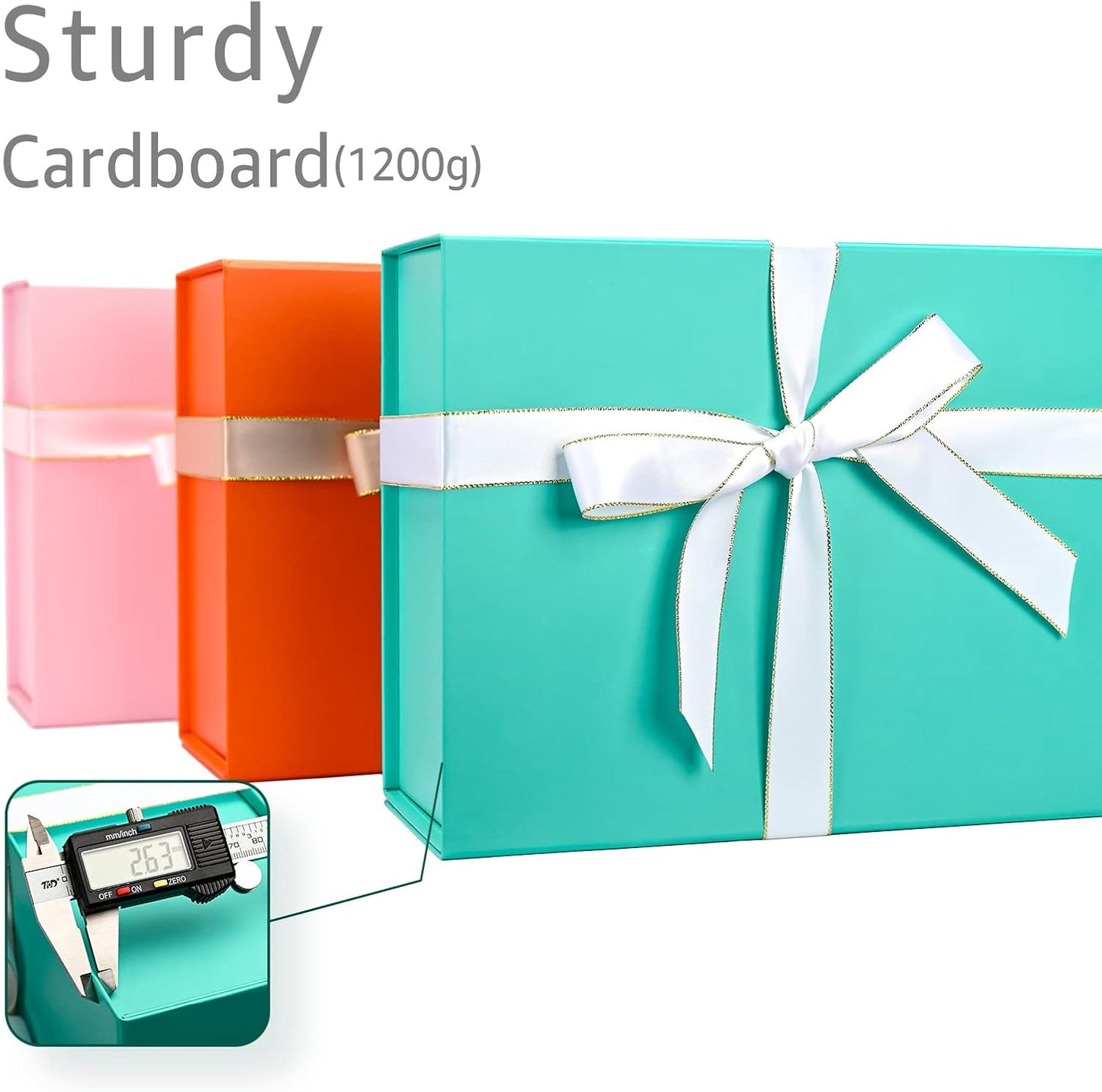 LIFELUM Green Blue Gift Box 13.85 x 8.35 x 4.45 inch, 1 Pack Big Gift Box with Magnetic Lid for Presents, Bridesmaid Proposal Boxes Contains Ribbon, Card,Shredded Paper Filler