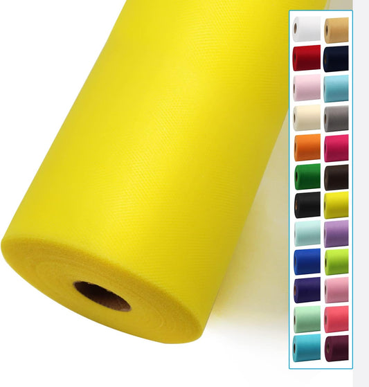 Yellow Tulle Fabric Rolls 54 Inch by 40 Yards Tulle Bolt Spool for Wedding Decorations DIY Tutu Baby Shower Table Skirt Ceiling Decor Birthday Party Craft Supplies