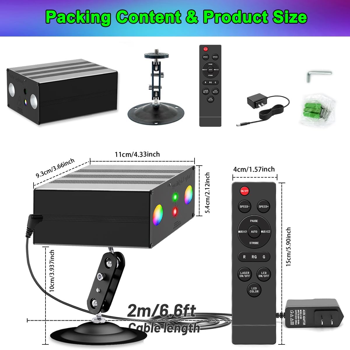 Party Lights,Disco DJ Strobe Light Rave Stage Projector Effect Dance Club Light Sound Activated with Remote Control for Parties Home Show KTV Pub Dance Christmas