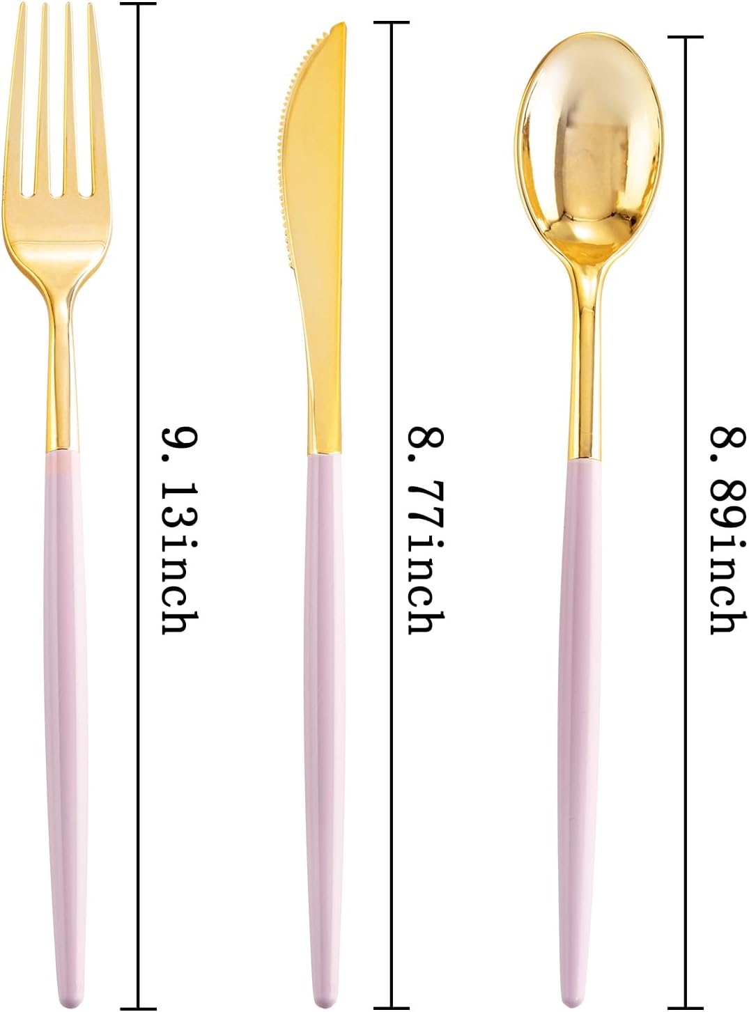 SUT 160Pcs Pink and Gold Plastic Silverware, Heavy Duty Plastic Silverware, Valentines Plastic Utensils, 80 Plastic Forks, 40 Knives, 40 Spoons, Disposable Cutlery for Parties, Valentines(Pink Gold)