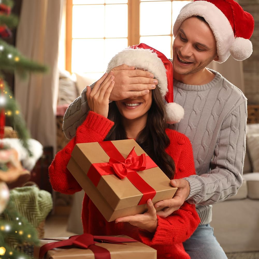 1" x 50 Yards Satin Ribbon - Burgundy Silk Ribbon with Spool - Ideal for Gift Wrapping, Floral Bouquets, Crafts, Wedding Party Decorations, Christmas and Sewing Projects