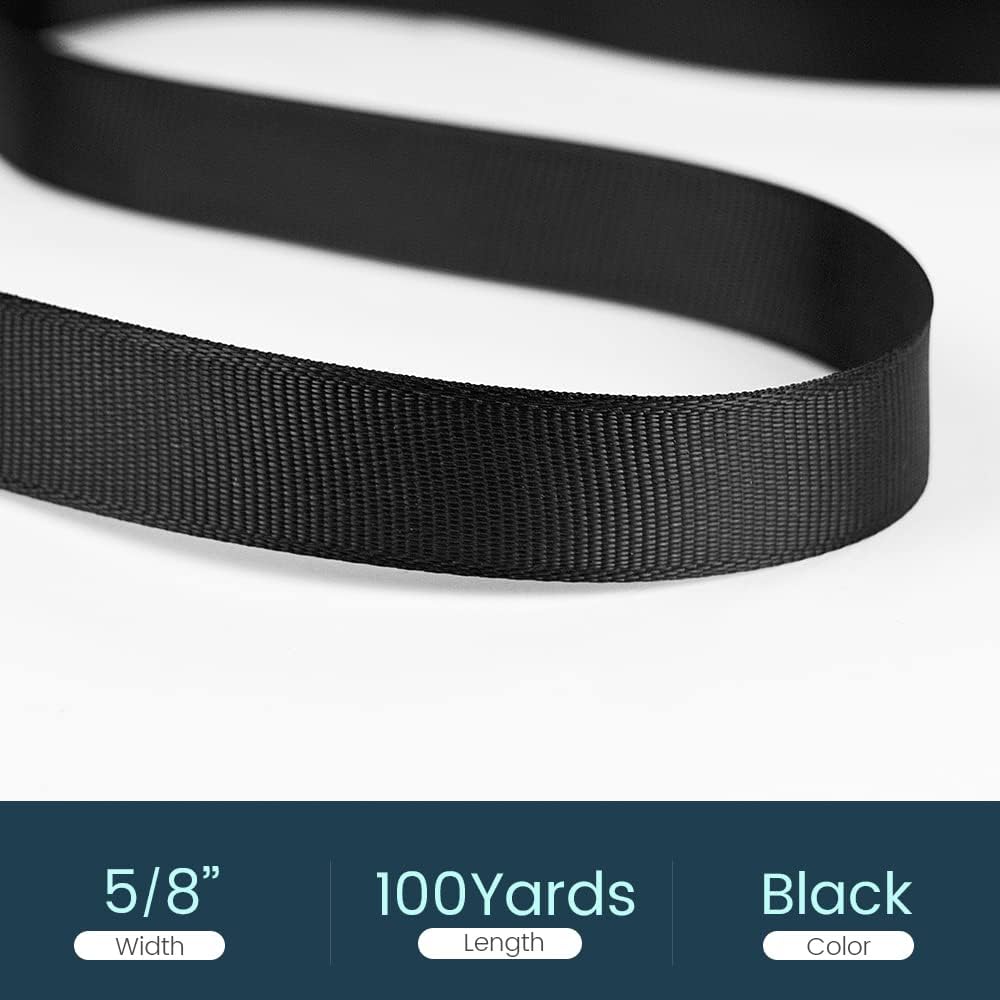 5/8" X 100 Yards Black Grosgrain Ribbon, Premium Grosgrain Ribbon for Sewing, Gift Wrapping, Bow Making, Wedding Decor, Wrapping and More (Black)