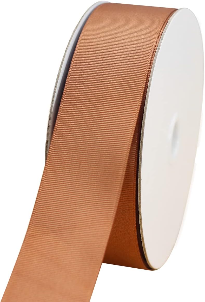 One Roll 50 Yards Soild Brown Grosgrain Ribbon 1 1/2 inch Flower Bouquets Ribbons-1.5 inch Thick Gift Wrapping Ribbon-DIY Crafts Bow Hair Headband Accessories Ribbons #842(38mm)