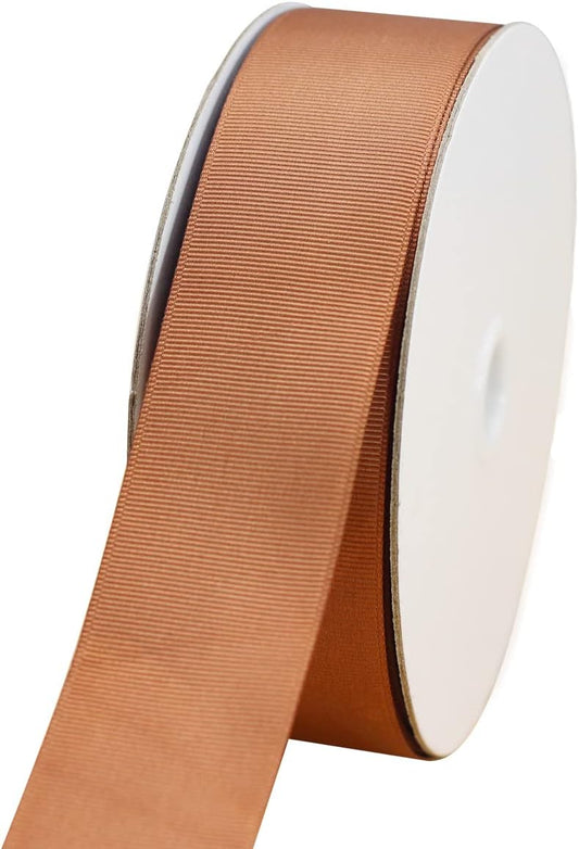 One Roll 50 Yards Soild Brown Grosgrain Ribbon 1 1/2 inch Flower Bouquets Ribbons-1.5 inch Thick Gift Wrapping Ribbon-DIY Crafts Bow Hair Headband Accessories Ribbons #842(38mm)