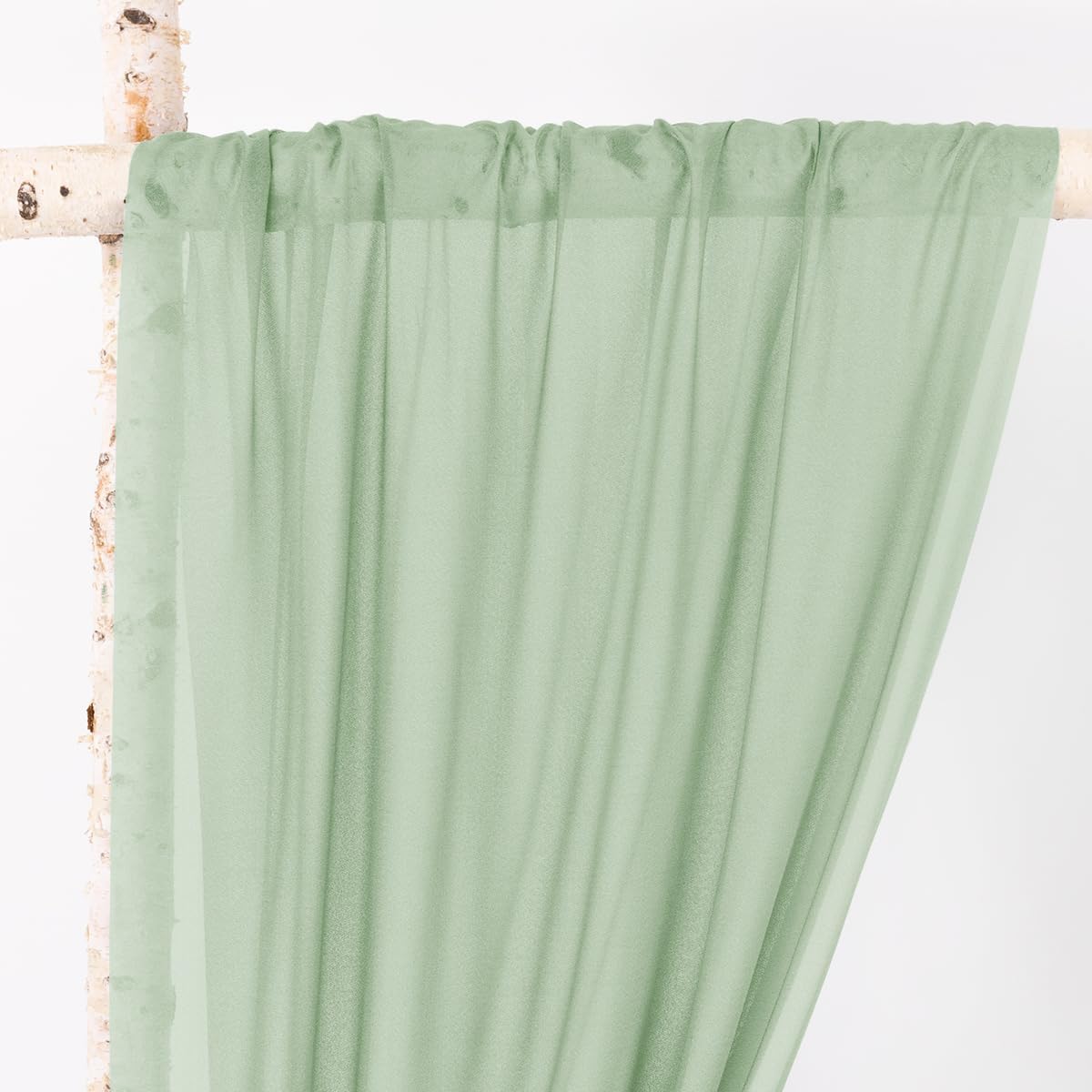 MLMW Wedding Arch Draping Fabric 2 Panels 29" x 20Ft Easter Sage Green Sheer Wedding Arch Backdrop Drapes Outdoor Curtain for Ceremony Party Background Ceiling Decor