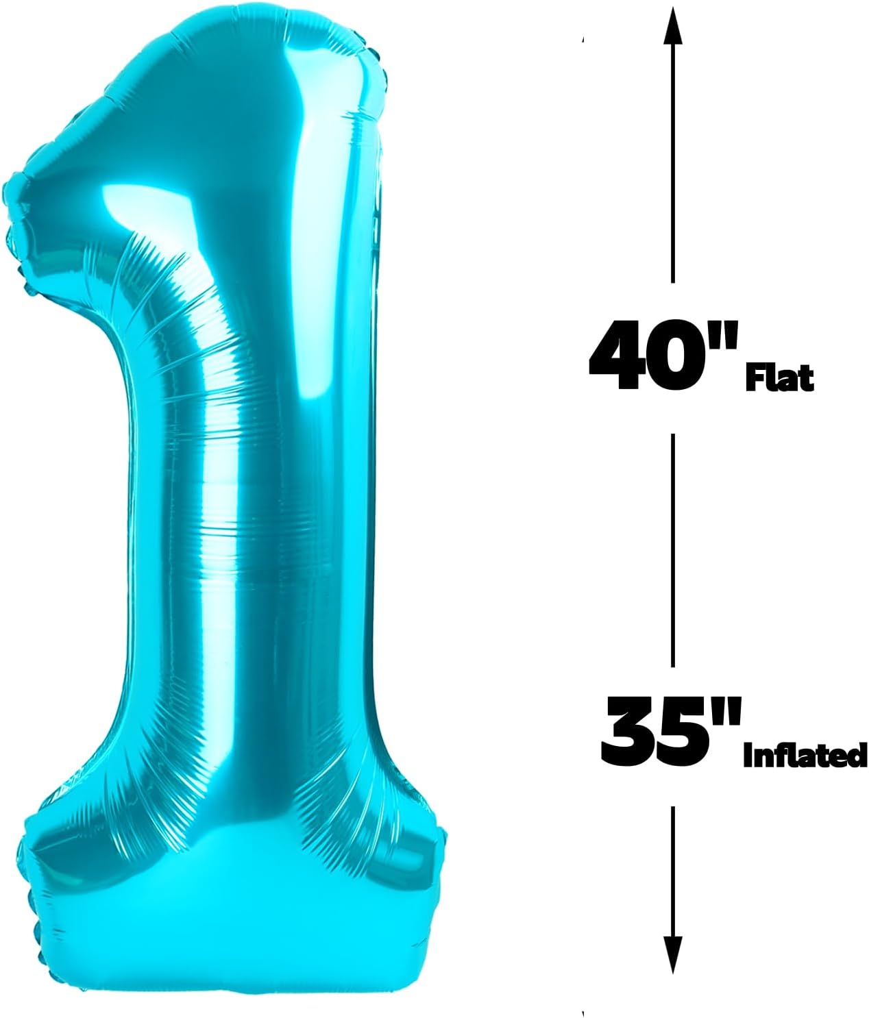 Blue Number 1 Balloon 40 inch, Number 1 Birthday Balloons for Boy Girl, Blue Foil One Balloon for 1st 10 11 12 16 18 Birthday Party, Anniversary Celebration Numbers Decorations