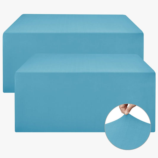 Nasitos Spandex Fitted Table Clothes, 2 Pack - 48 x 24 Inch - Turquoise Rectangle Tablecloths for 4 Foot Tables, Fabric Table Cover Protector for Folding Table, Parties, Craft Show, Trade Show