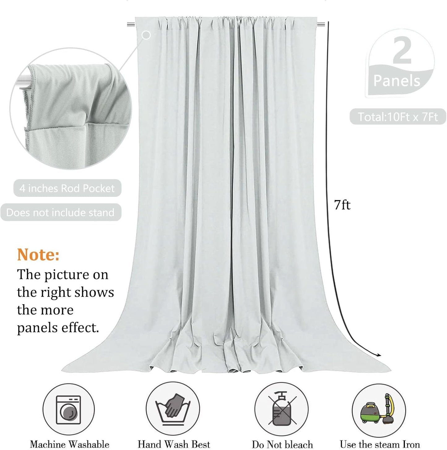 10 x 7 Feet Silver Backdrop Curtain for Partie, Background Curtains for Photoshoot, Birthday, Wedding, Halloween, Thanksgiving, Christmas, New Year Party Decorations 5Ft x 7Ft, 2 Panels