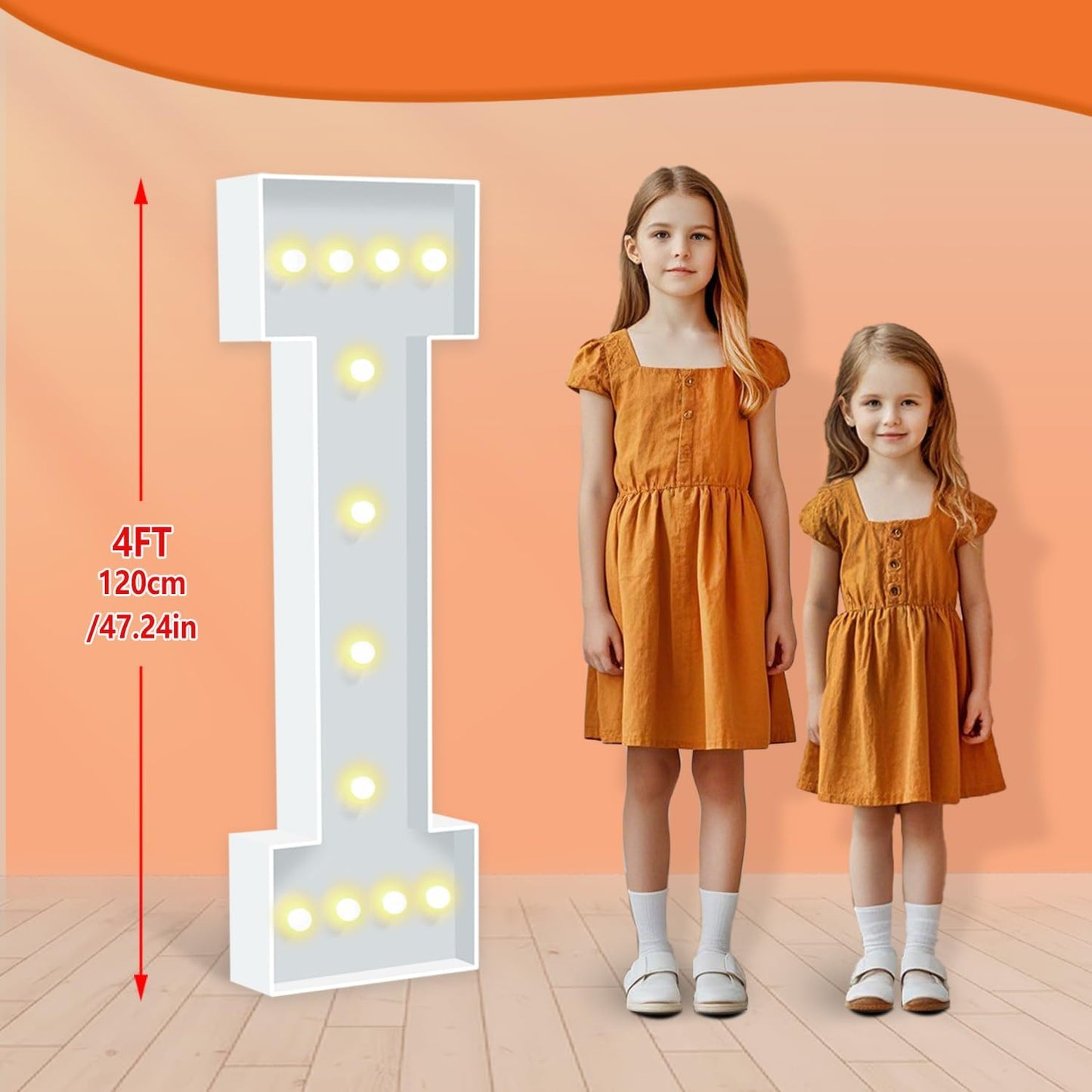 4ft Light Up Letters I, White Marquee Letters Frame for Boys Girls Birthday Party, Large Letter for Engagement Decorations Anniversary Decor, DIY Pre-Cut Thick Foam Board Letter