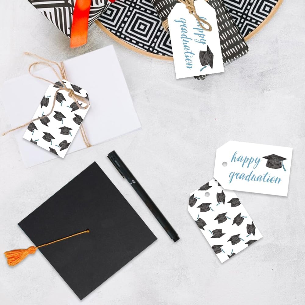 50 Pcs Graduation Gift Tags, Congrats Grad Party Favors Gift Tags for High School or Happy College Graduation Party Decoration Supplies (Blue, 2.2 * 3.5)