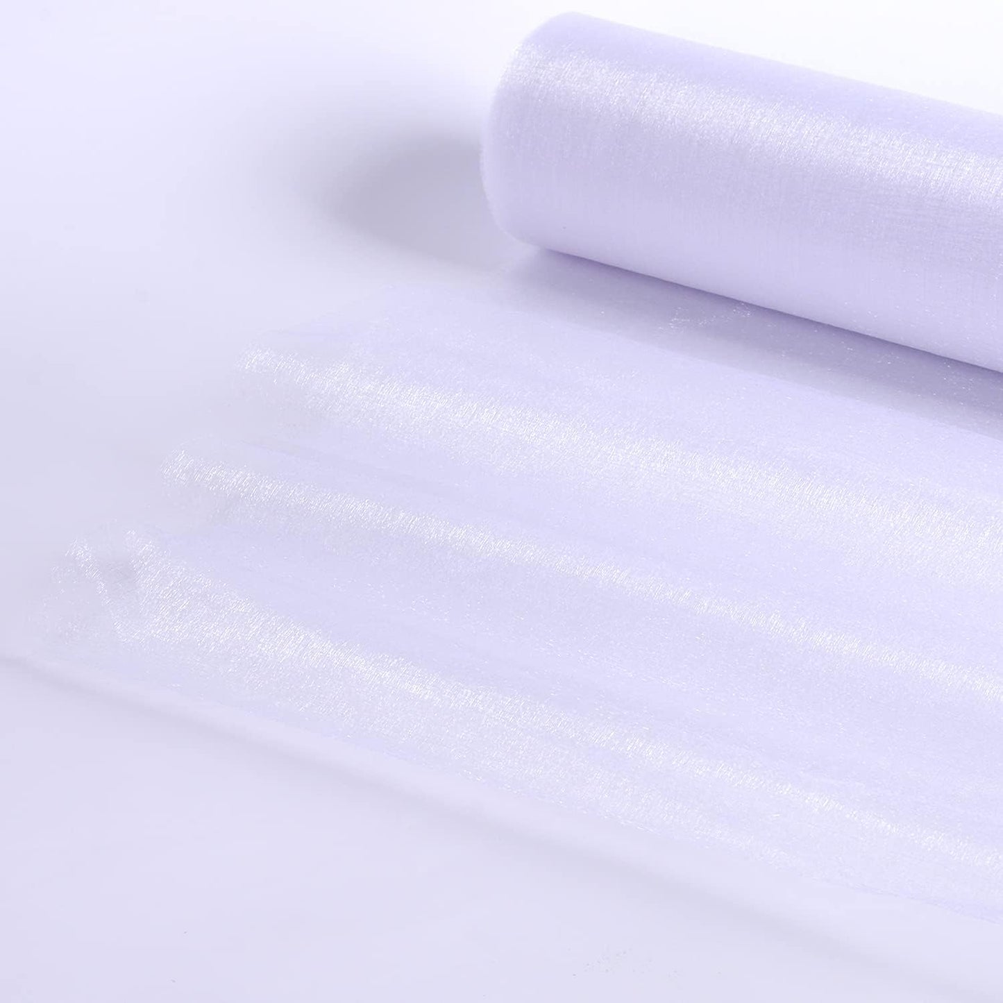 Crystal Organza Fabric Tulle - 16" by 50 Yards Sheer Fabric for Wedding Party Decoration Bridal Shower Tutu Roll Netting Spool Ribbon Wrapping (White)