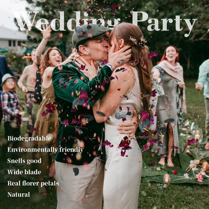 3 Quarts of Red Rose Petals and Eucalyptus Leaves Wedding Confetti with Delphinium, Jasmine, and Marigold for Christmas - Large Packaging for 30 Cups