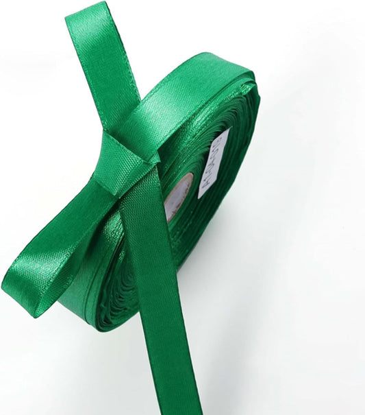 1/2 Inch Emerald Green Satin Ribbon 50 Yards Solid Fabric Ribbons for Gift Wrapping, Crafts and DIY Projects, Bows Making, Wedding, Party, Holiday Decor