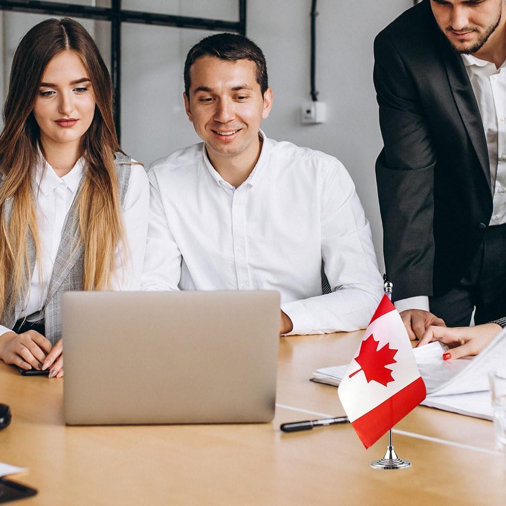 Canada Flag Canadian Flags, Small Mini Canadian Desk Flag, Used for Table Office Classroom Home Patriotic Events Decorations