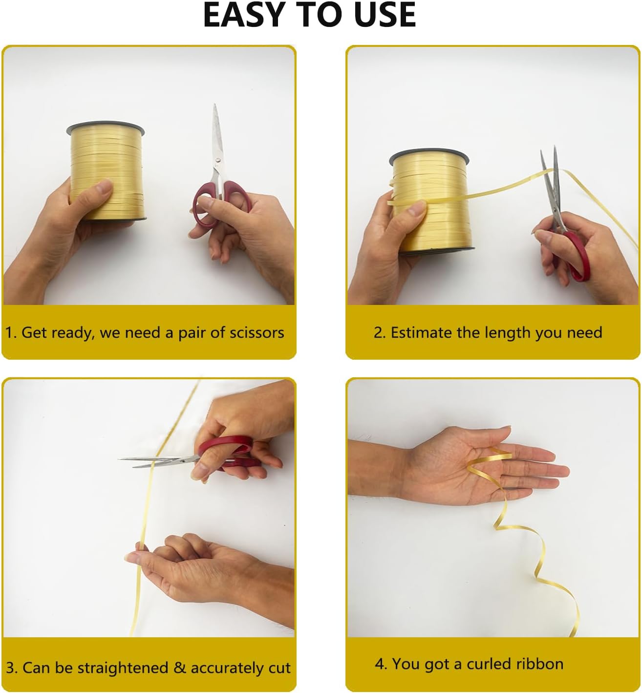 500 Yards Curling Ribbon-Balloon String for Birthday Gift Wrapping,Festival Party Decor,Ribbons & Bows for Christmas New Year Gifts Supplies (Gold)