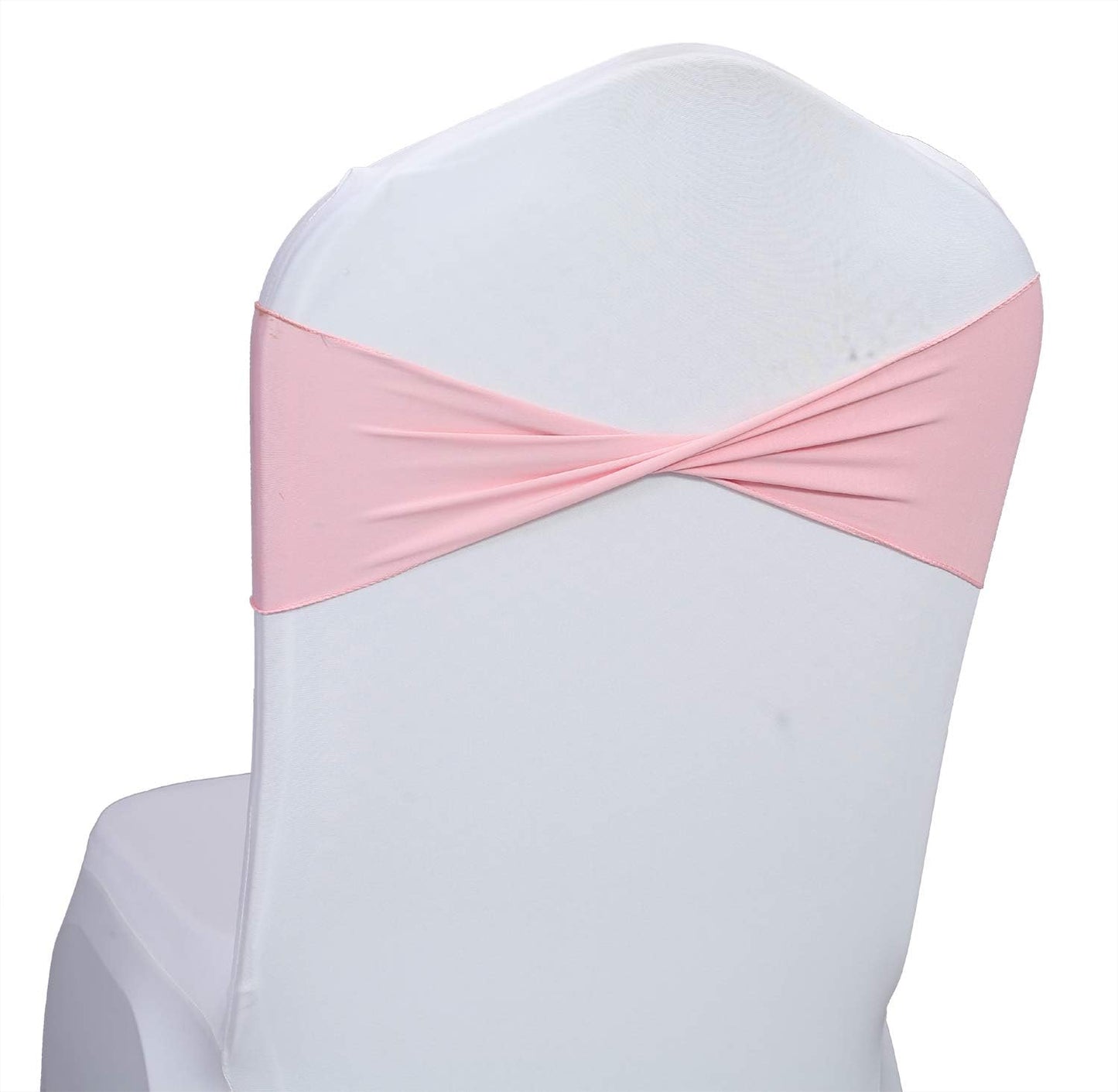 VDS Pack of 300 PCS | Blush Pink | Spandex Chair Sashes Bows Without Buckle | Stretch Elastic Banquet Universal Folding Chair Band Tie with for Wedding Party Conference Celebration Event Decoration