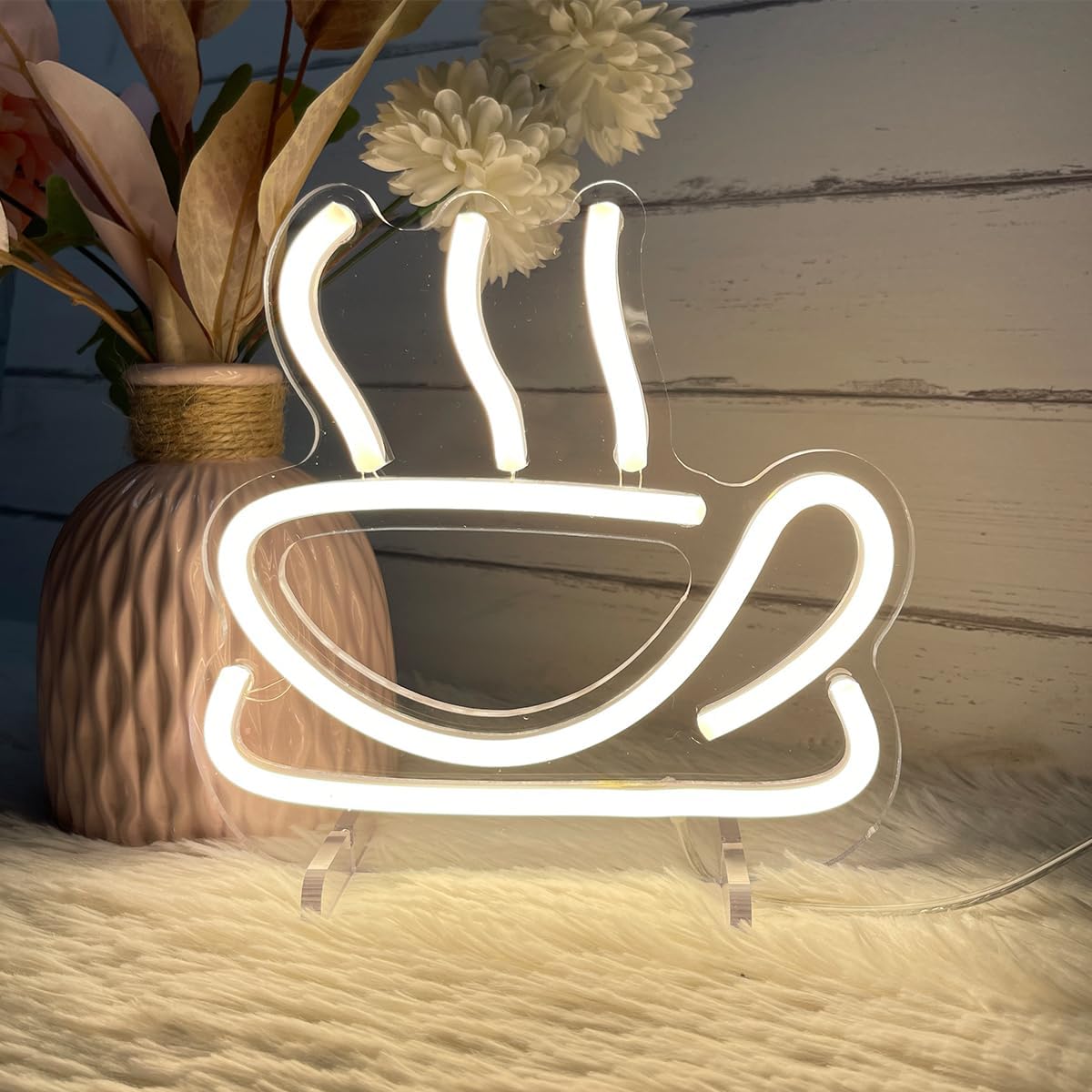 Coffee Table Number Neon Sign Desk Lamp Night Light Wedding Letter LED Neon Sign Wedding Table Decorations Neon Light Shop Bedroom Home Room Decor Christmas Party Warm White USB 20×19 CM