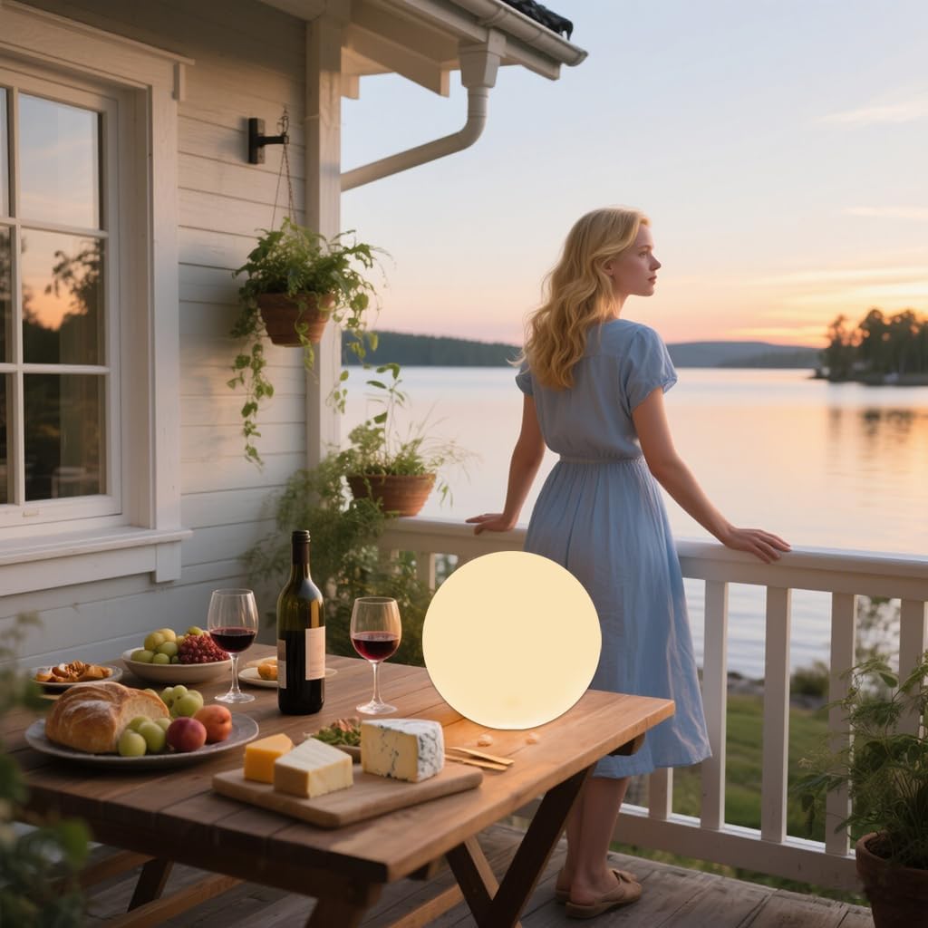 10-Inch LED Ball Light, Rechargeable Dimmable LED Glowing Orb Light w/Remote, 16 RGB Color Changing Globe Floor Lamp, Indoor/Outdoor Waterproof Mood Lamp for Home Lawn Party Pool Decor