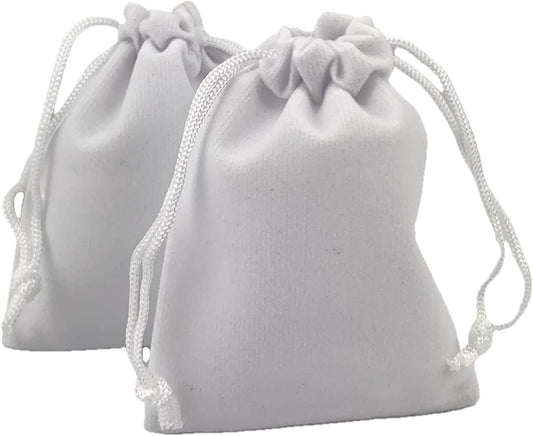 Palmhomee Pack of 48 3x4 Inch Velvet Drawstring Bags Gift Bag Velvet Pouch For Jewelry Wedding and Party Favor (White)