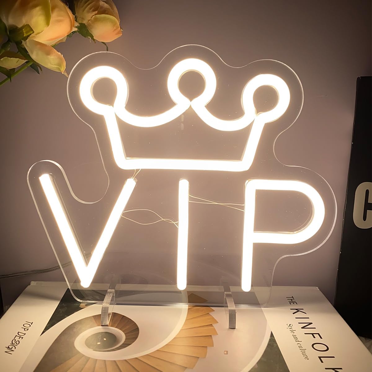 VIP Table Number Neon Sign Desk Lamp Night Light Wedding Letter LED Neon Sign Wedding Table Decorations Neon Light Shop Bedroom Home Room Decor Christmas Party Warm White USB 25×21 CM