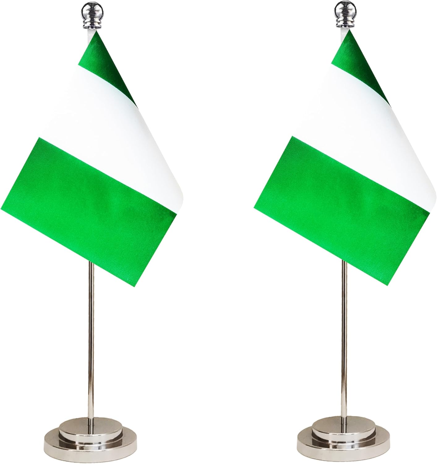 Nigeria Nigerian Deluxe Desk Flag Set Small Mini Miniature Nigeria Nigerian Table Desktop Flags,Festival Events Celebration,Office Decoration-2 Pack