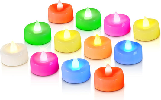 Raycare 7-Color Changing LED Tea Lights Battery Operated, 200+Hour Flickering Votive Candles, Realistic Fake Flameless TeaLights for Wedding Party Halloween Thanksgiving Christmas Decorations, 24 Pack