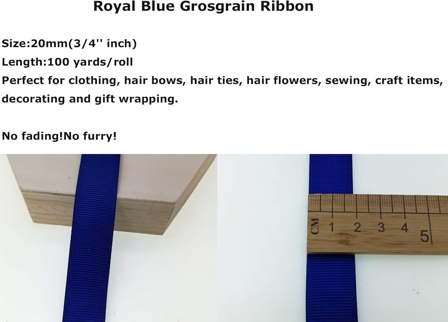 Jesep One Roll 100 Yards 3/4" Soild Grosgrain Ribbon Boutique Gift Wrapping Package Ribbon, DIY Crafts Bow Hair Headband Accessories Assorted Ribbon #352(3/4" 20mm, Royal Blue)