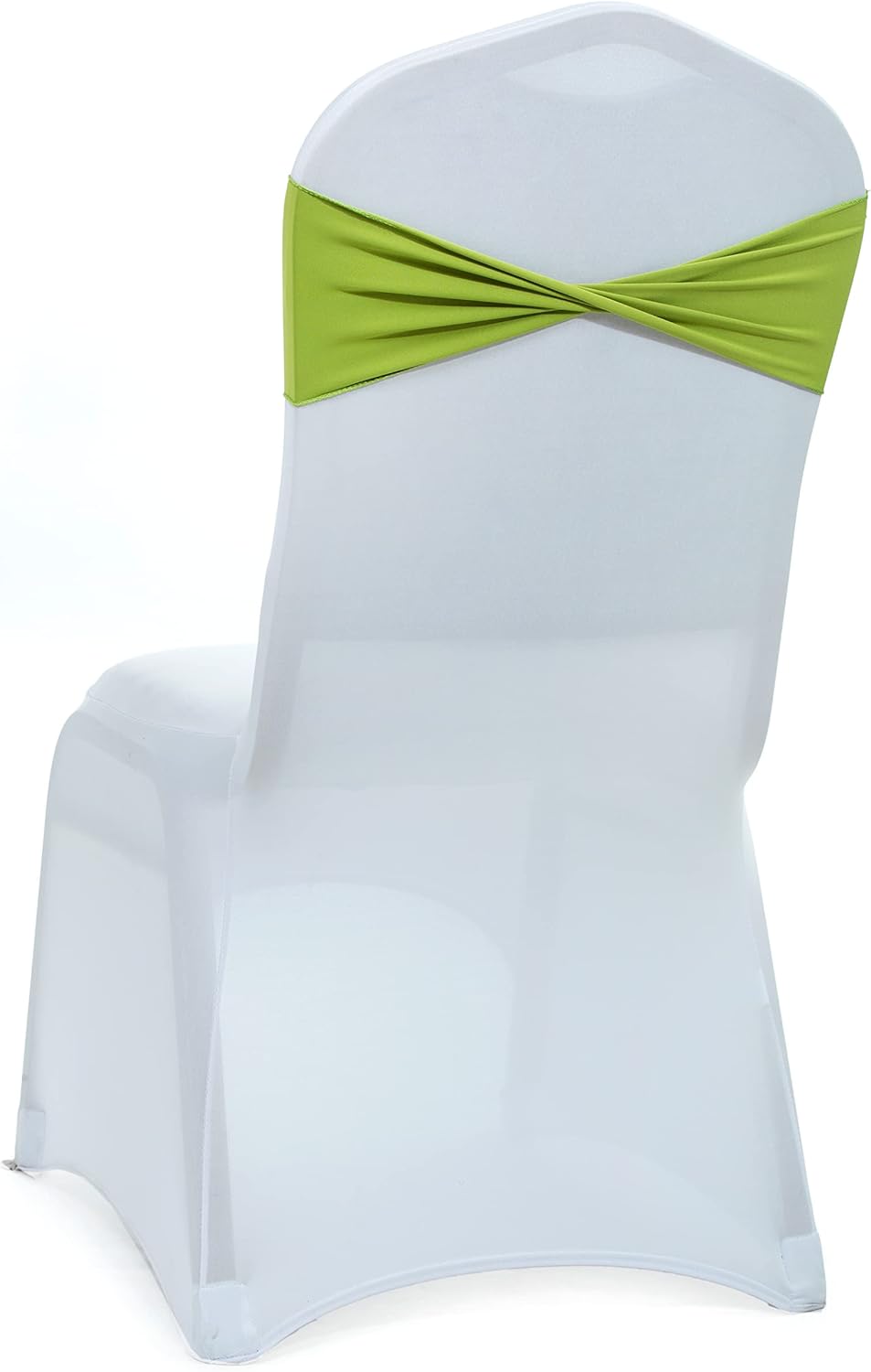 MDS Pack of 75 Spandex Chair Sashes Bows Elastic Stretch Dining Chair Bands Ties Without Slider Buckle Universal fits for Wedding Baby Shower Birthday Party Banquet Event Decoration - Apple Green