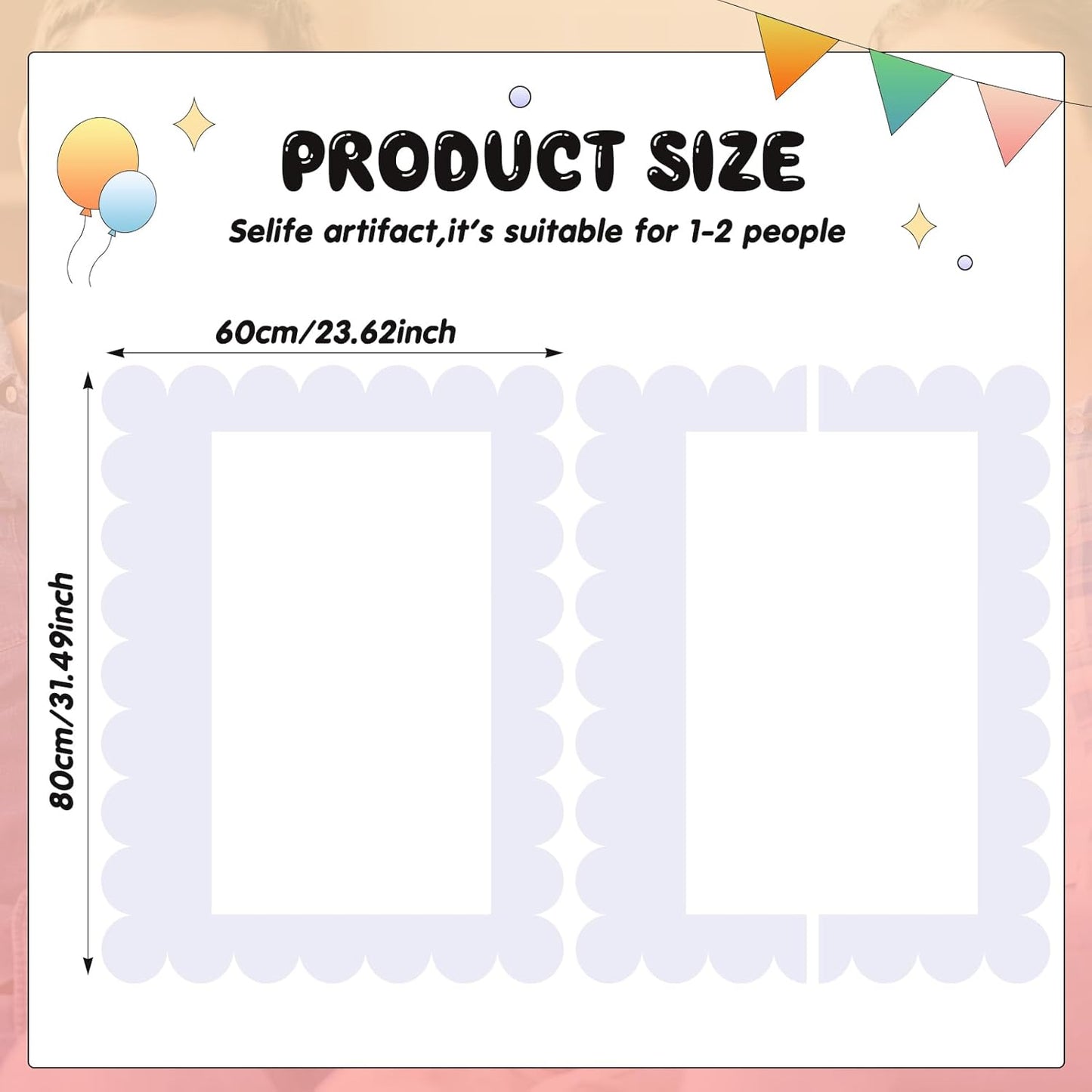 32 x 24 Inch Large Blank DIY Photo Booth Props Picture Frame Party Frame DIY Photo Booth Props Selfie for Birthday, Graduation, Christmas Holiday Party(Classic,Scalloped)
