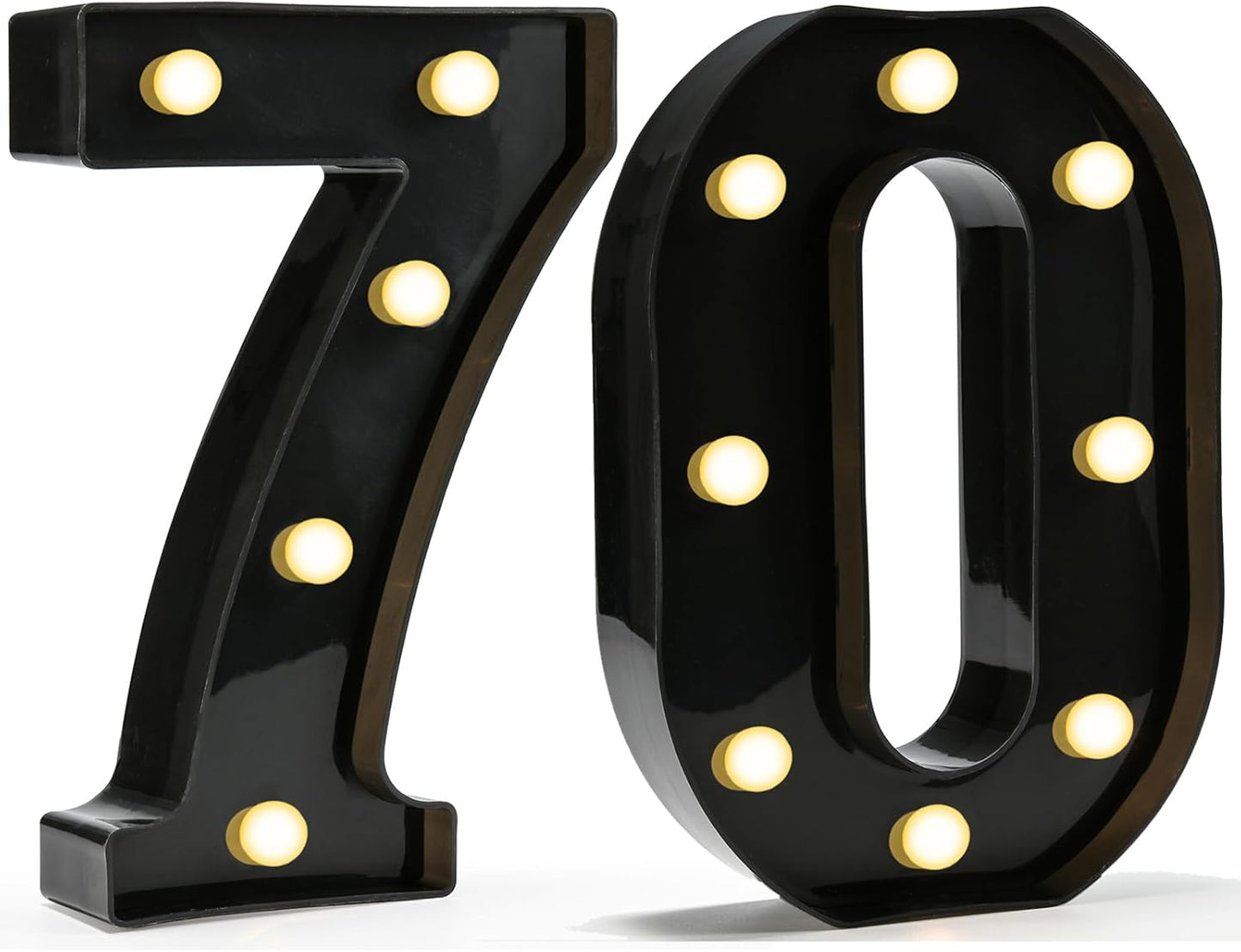 Pooqla Light Up Numbers, Lighted Marquee Number Sign for 70th Birthday Party Decor, Battery Powered LED Number Lights for 70 Party Decor, Lights Sign for Wall Home Anniversary, Decoration 70