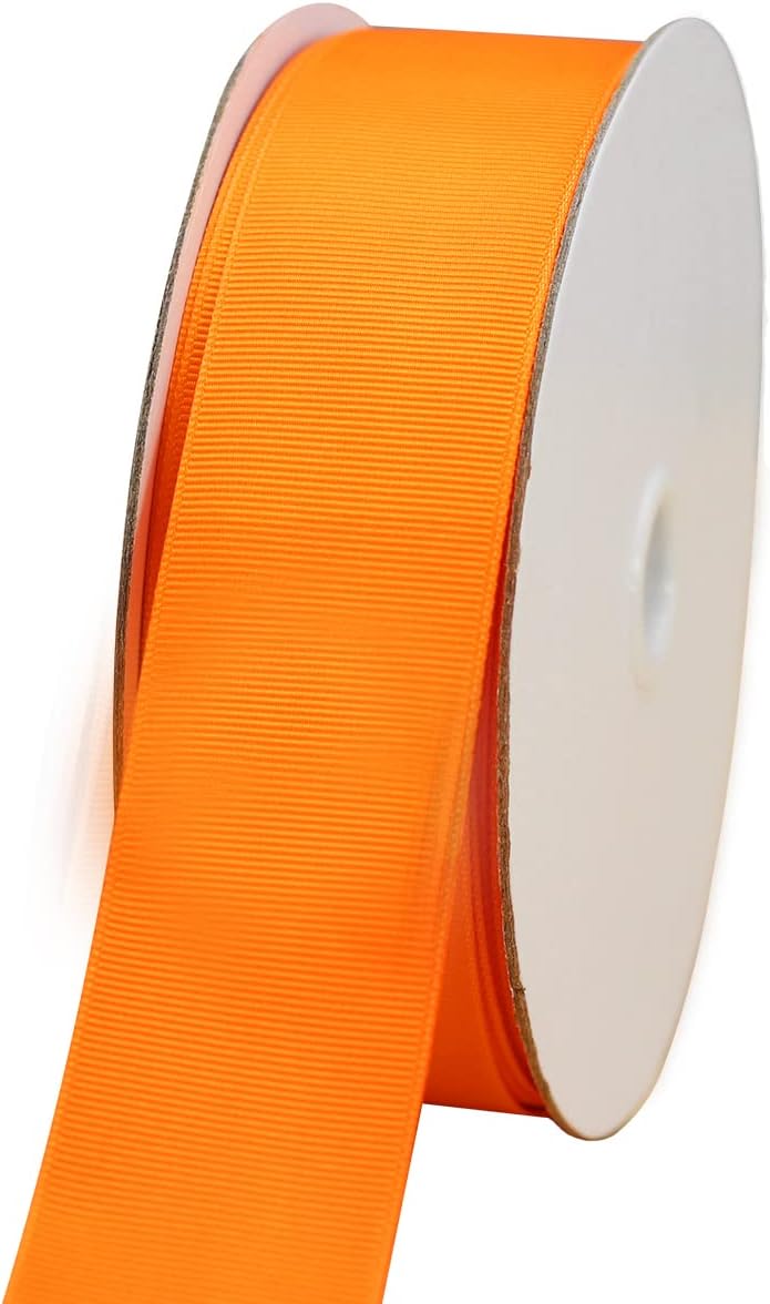 One Roll 50 Yards Soild Orange Grosgrain Ribbon 1 1/2 inch Flower Bouquets Ribbons-1.5 inch Thick Gift Wrapping Ribbon-DIY Crafts Bow Hair Headband Accessories Ribbons #752(38mm)