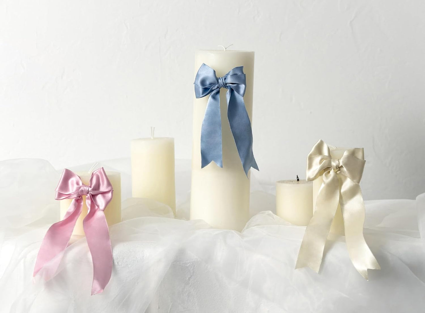 Pink Satin Ribbon Double-Faced Wired Ribbons for Gift Wrapping Flower Bouquet Bows Wedding Invitation Christmas Decor Crafts 1-1/2 Inch 10 Yards