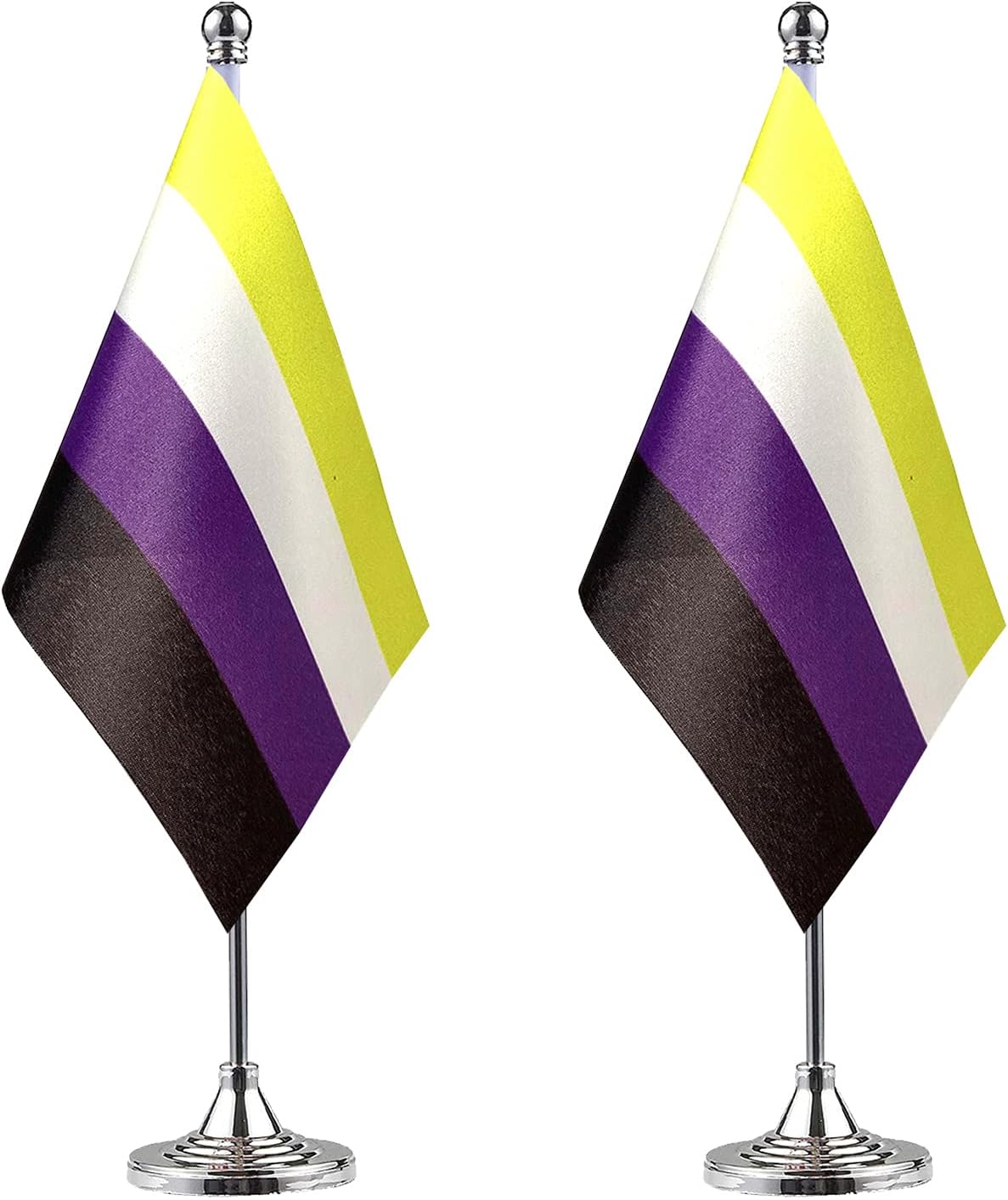 ZXvZYT 2 Pack Pride Non-Binary flag NB table flag,Small Mini LGBT Desk Flags With Stand Base,American Rainbow Mardi Gras Party Decorations Supplies