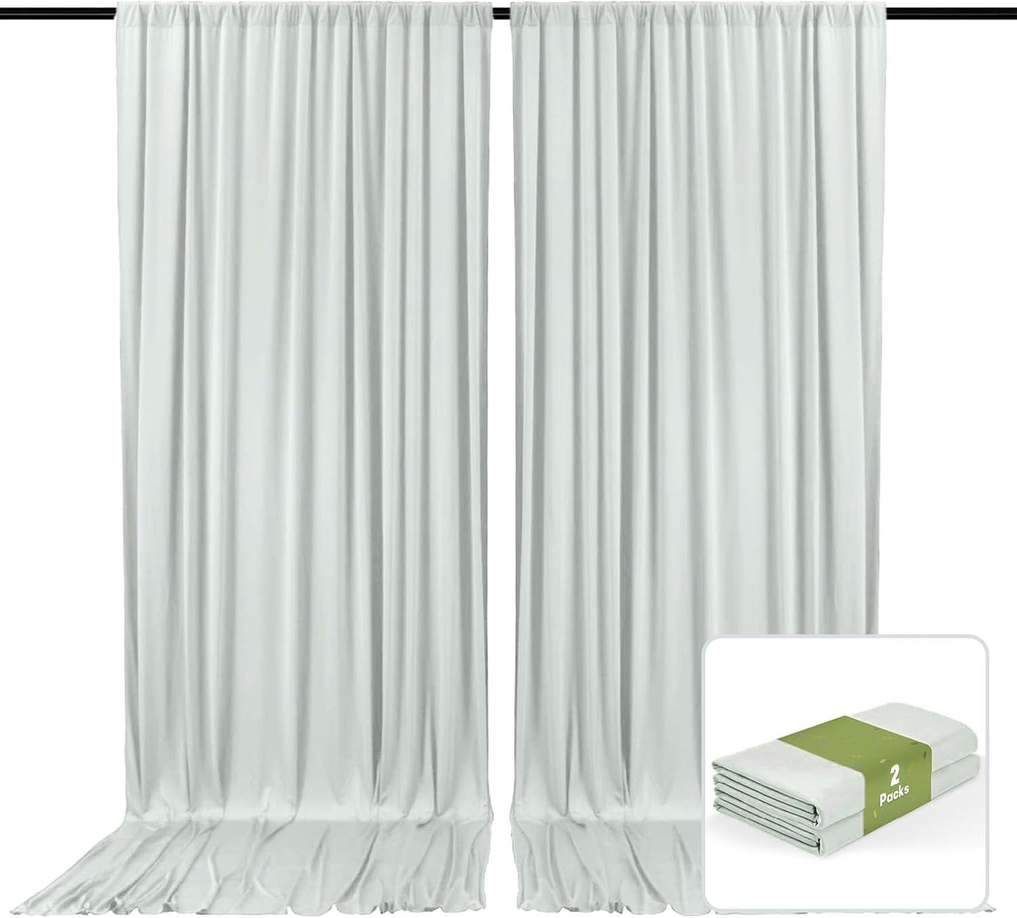 2 Panels Silver Backdrop Curtain, 10 x 7 Feet Background Curtains for Parties, Weddings, Baby Showers, Bachelorette Halloween, Christmas Birthday Party Photoshoot Backdrop Curtains Decorations