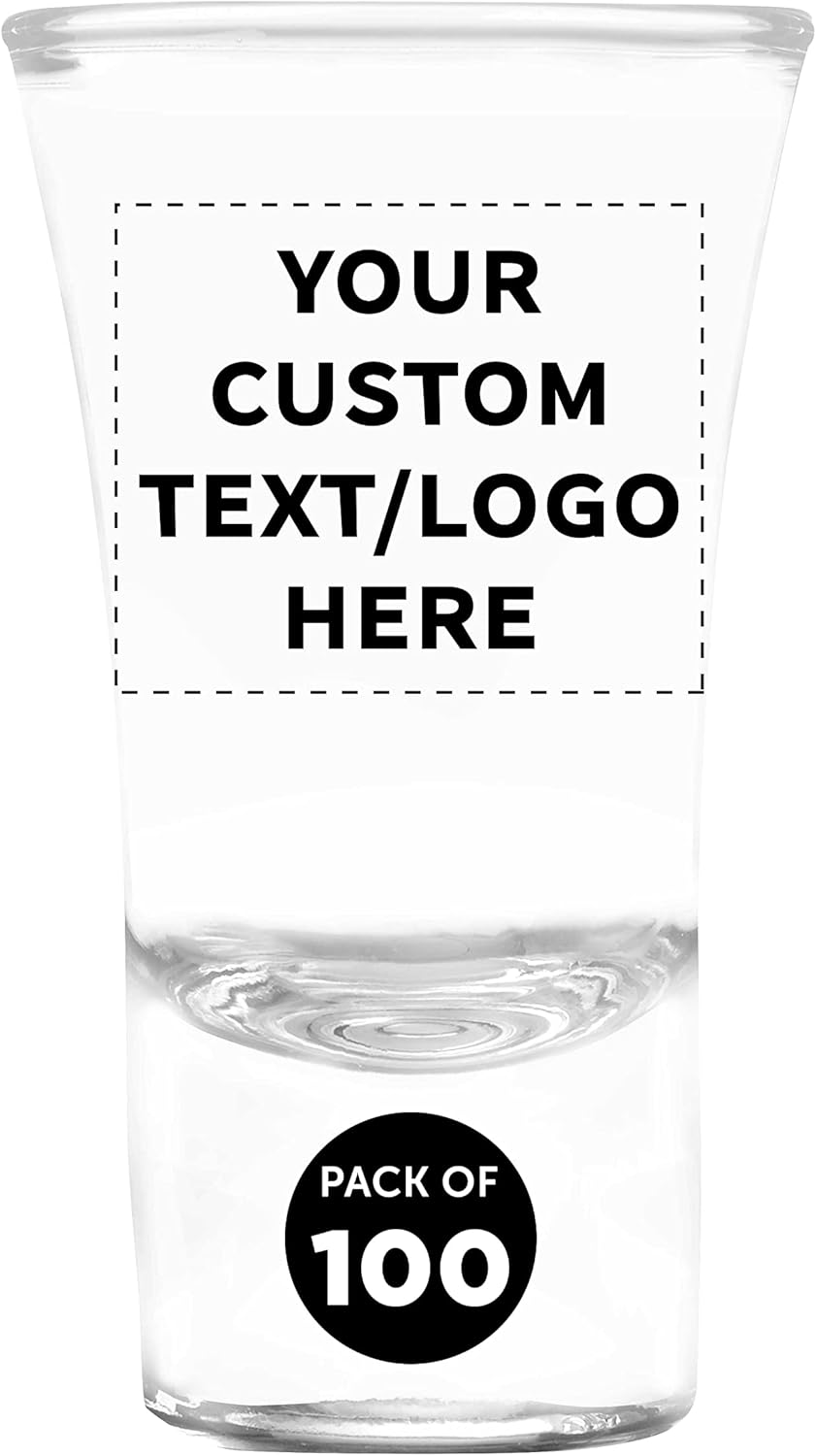 Custom 2 oz. Lord Shooter Etched Shot Glasses, 100 pack, Personalized Text, Logo, 21st Birthday Party, Lounge Glassware, Clear