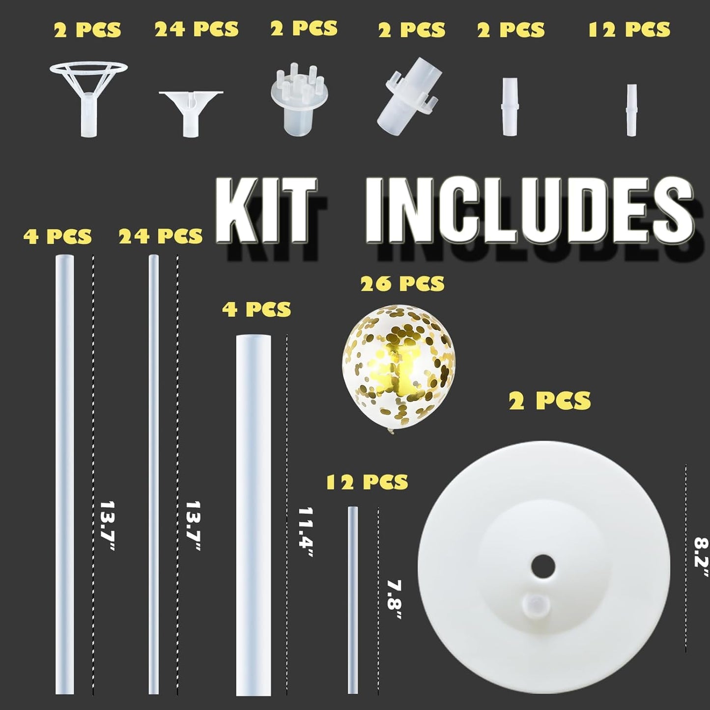 Navy Blue Gold Confetti Balloon Column Stand Kit Set of 2 Included-Balloon Sticks with Base&Pole,Backdrop Decoration for Metallic Chrome Wedding, Baby Shower,Birthday,Anniversary Party