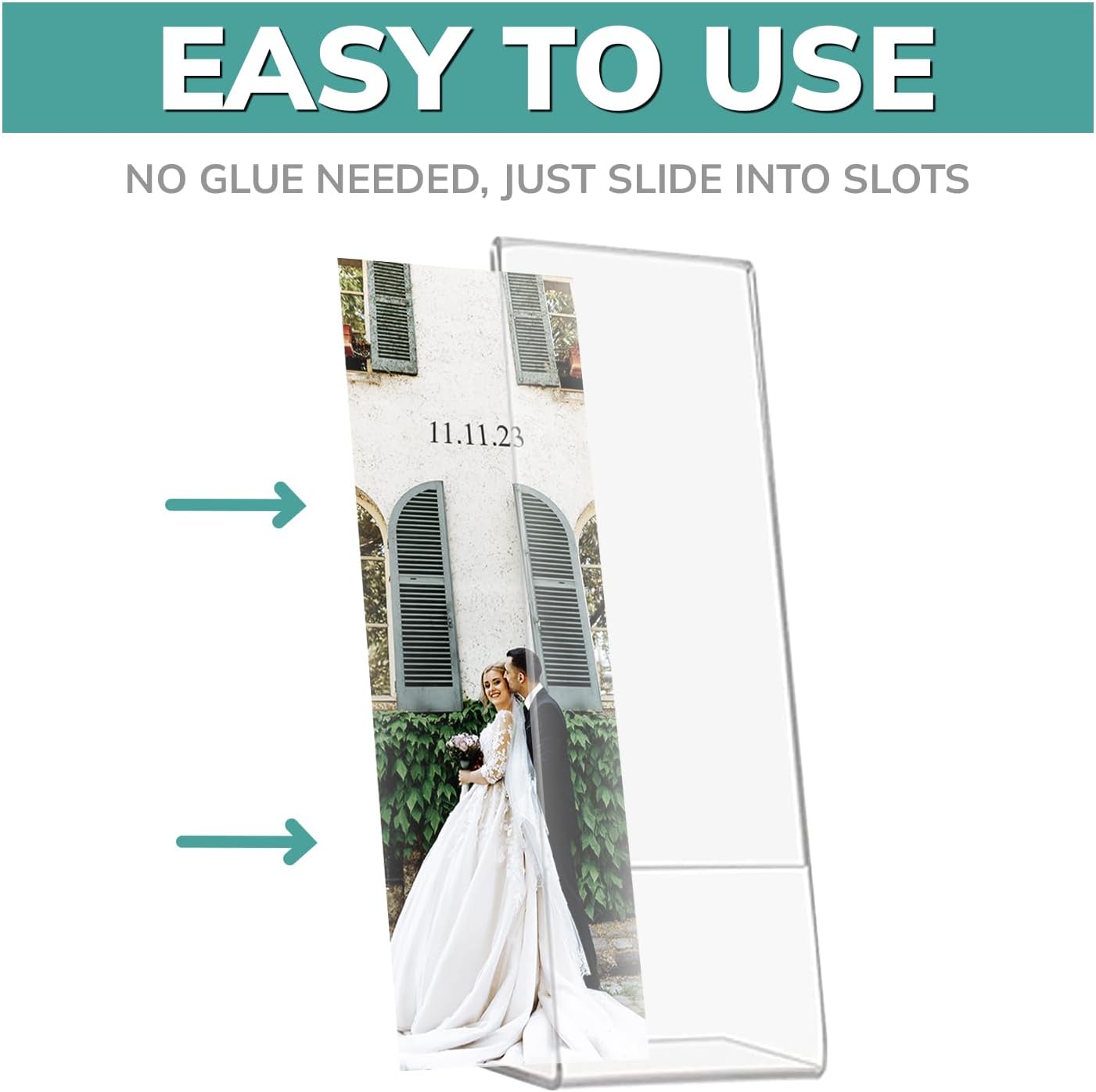 pbf PHOTO BOOTH FRAMES 2x6 Acrylic Sign Holder | 2 x 6 Vertical Stand Up Slanted Sign Holder | Acrylic Stands for Display | Clear Picture Frame, Menu Table Top Stand, Plastic Flyer Holder (100-Pack)