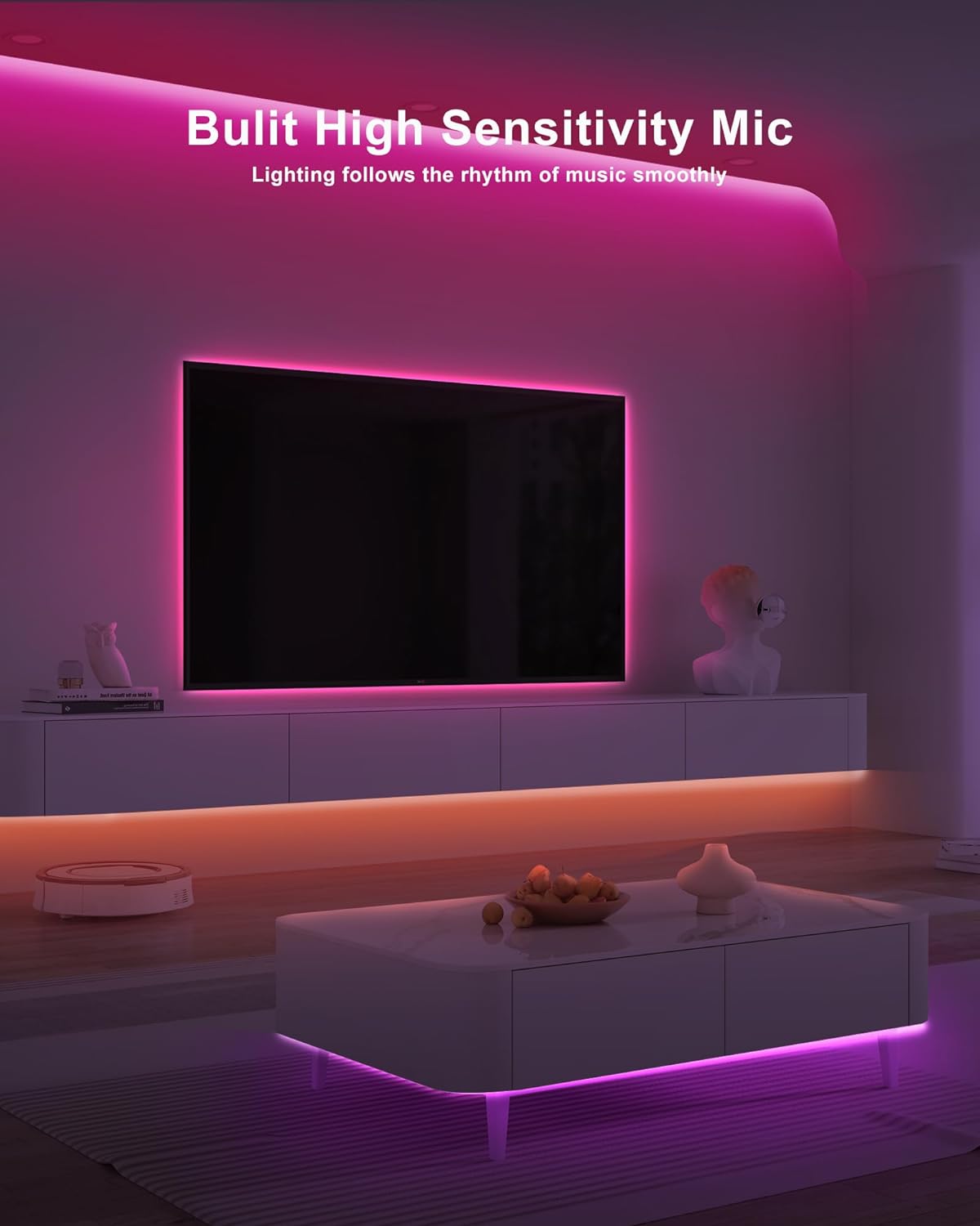 32.8ft Bluetooth RGB COB Led Strip Lights with Remote, Dimmable Smart App Led COB Light Strip, Color Changing Music Sync, Indoor RGB Led Lights for Bedroom, Home Decor, Party