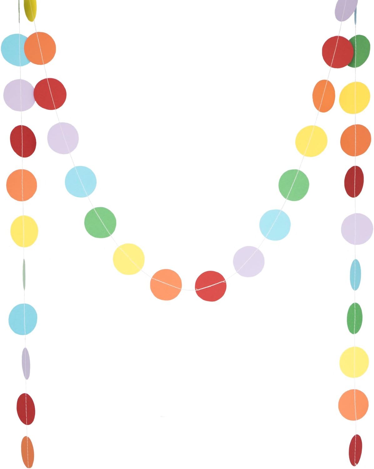 Circle Dots Paper Party Garland Streamer Backdrop (10 Feet Long) - Circus Rainbow