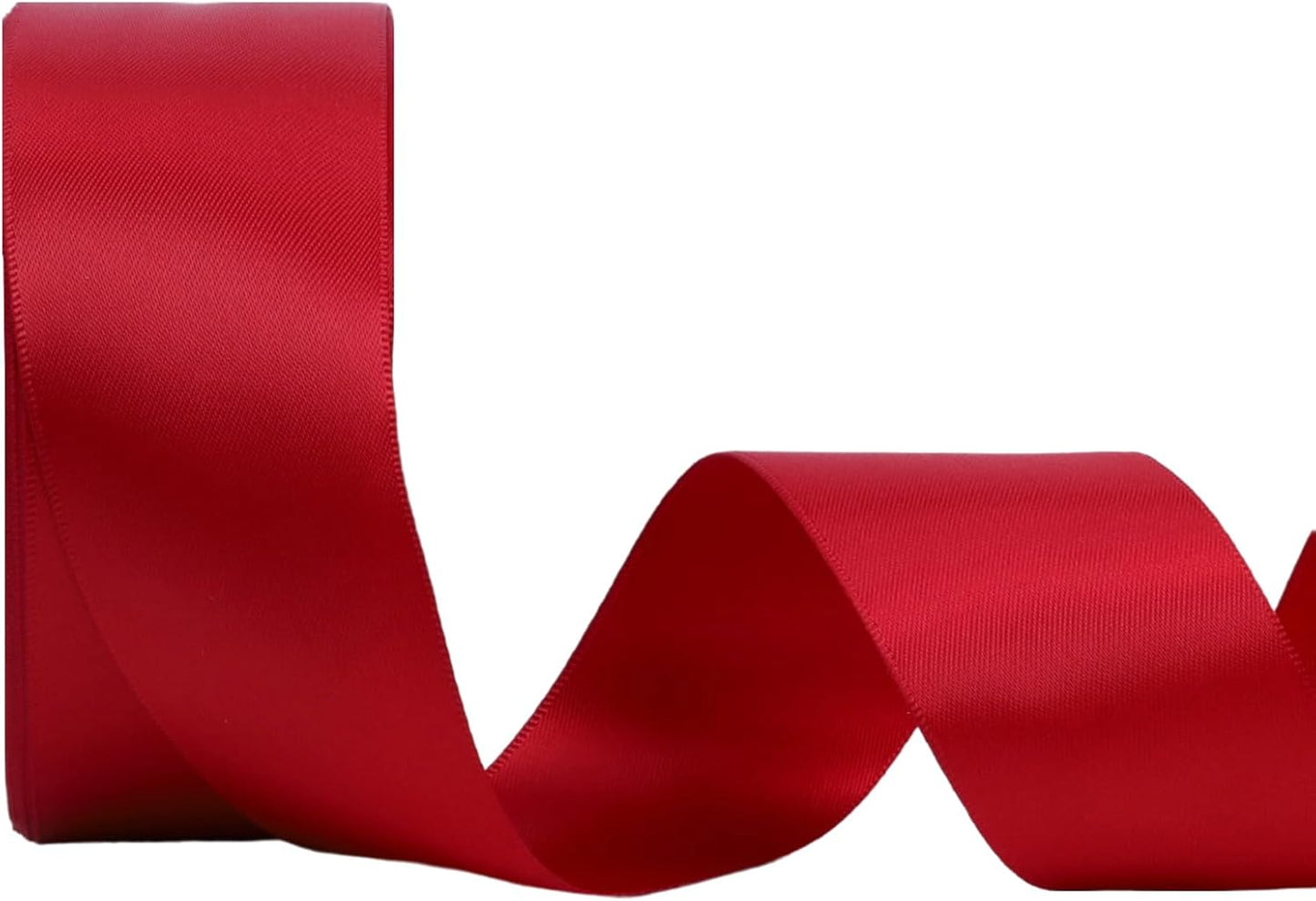 LaRibbons 1 1/2 Inch 25 Yard Double Faced Satin Ribbon,Red Satin Craft Fabric Ribbon for Gift Wrapping Floral Bouquets Wedding Party Decoration