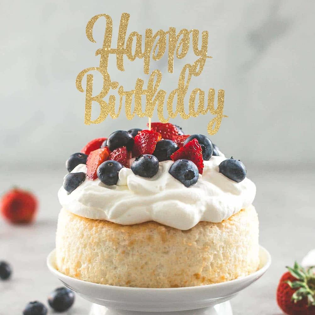 Happy Birthday cake topper - 1/10/13/15/16th gold cake topper, 1st/21st birthday party cake Happy Birthdays,30/40/50/60/70/80/90/100th happy birthday cake topper