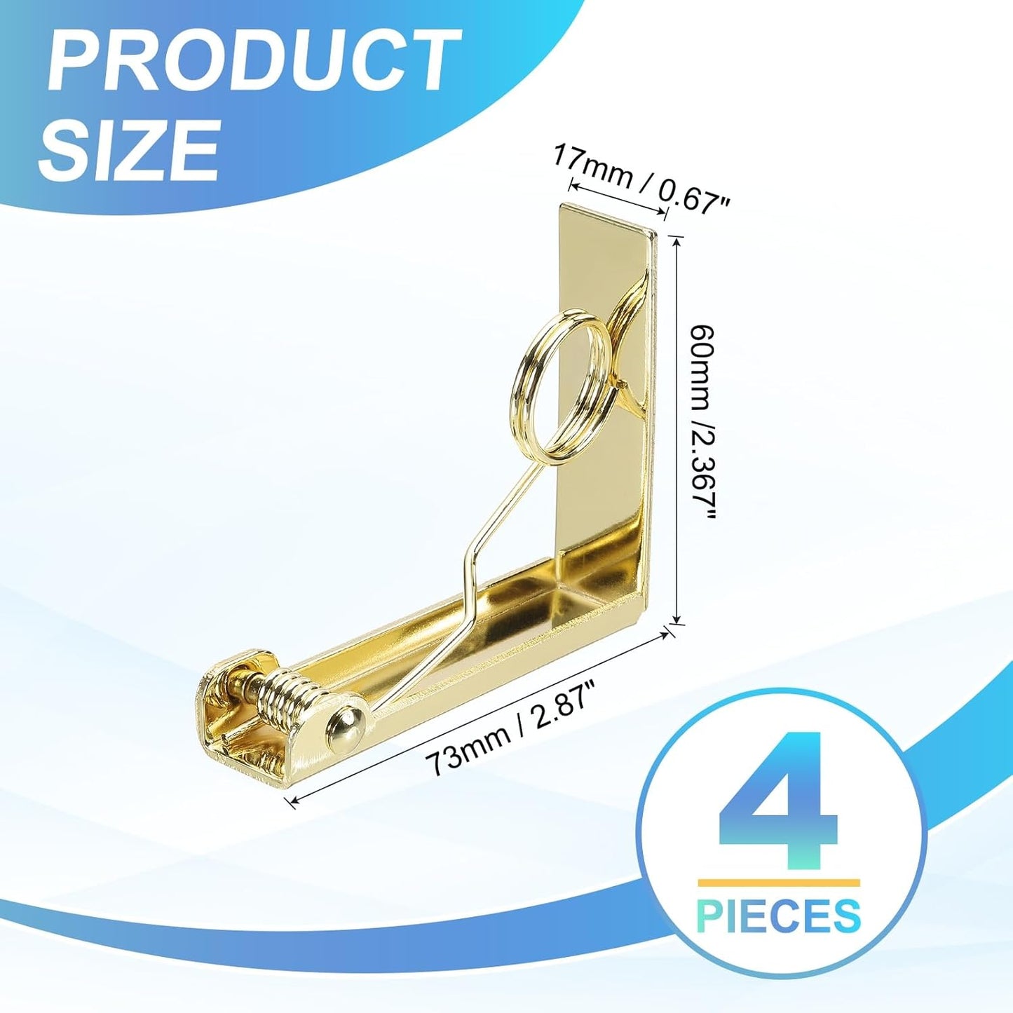 uxcell 4 Pack Tablecloth Clips, Stainless Steel Table Cloth Cover Clamps, 2.87" x 2.36" Windproof Holder Clips for Home Party Picnic Wedding Camping Dining Tables, Gold