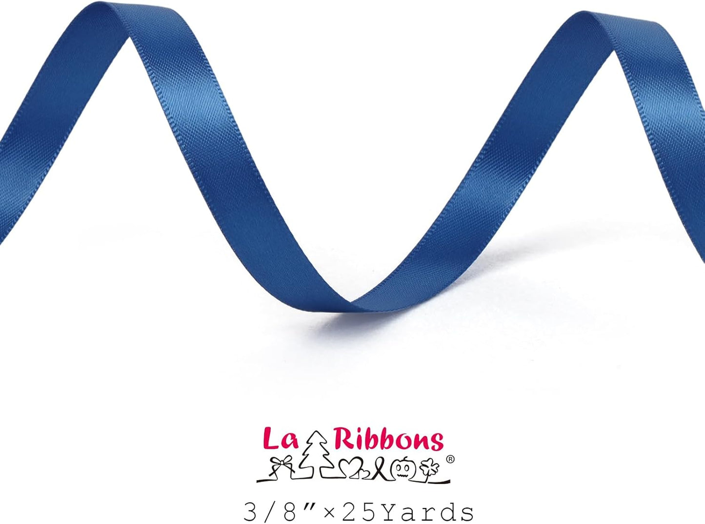 LaRibbons 3/8 Inch 25 Yard Double Faced Satin Ribbon,Royal Blue Small Satin Craft Fabric Ribbon for Gift Wrapping Floral Bouquets Wedding Party Decoration