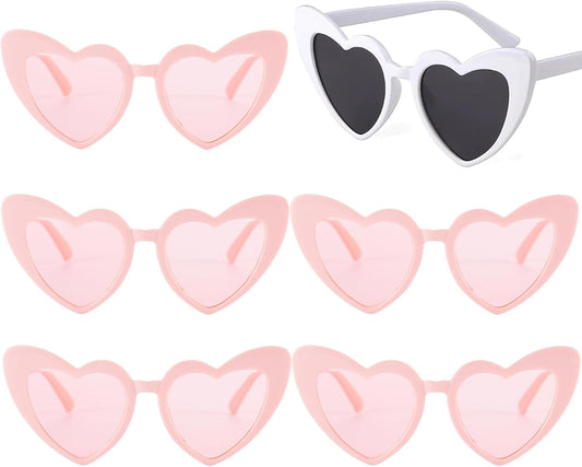 Bachelorette Party Favor Sunglasses 6 Pack,Retro Cat Eye Heart Sunglasses for Women,Bridesmaid Proposal Gifts