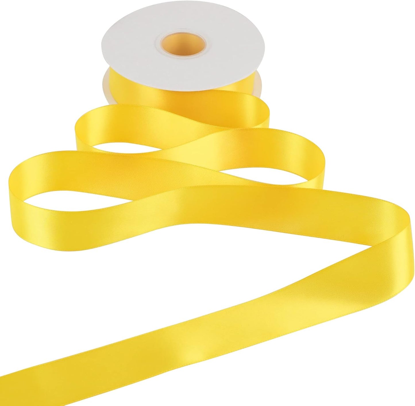 HUIHUANG Yellow Ribbon Satin 1-1/2" Wide Double Face Polyester Satin Ribbons for Crafts, Thick Silk Ribbon for Gift Wrapping Hair Bows Floral Bouquet Cake Box Thanksgiving Decor Party Favor-50 Yards