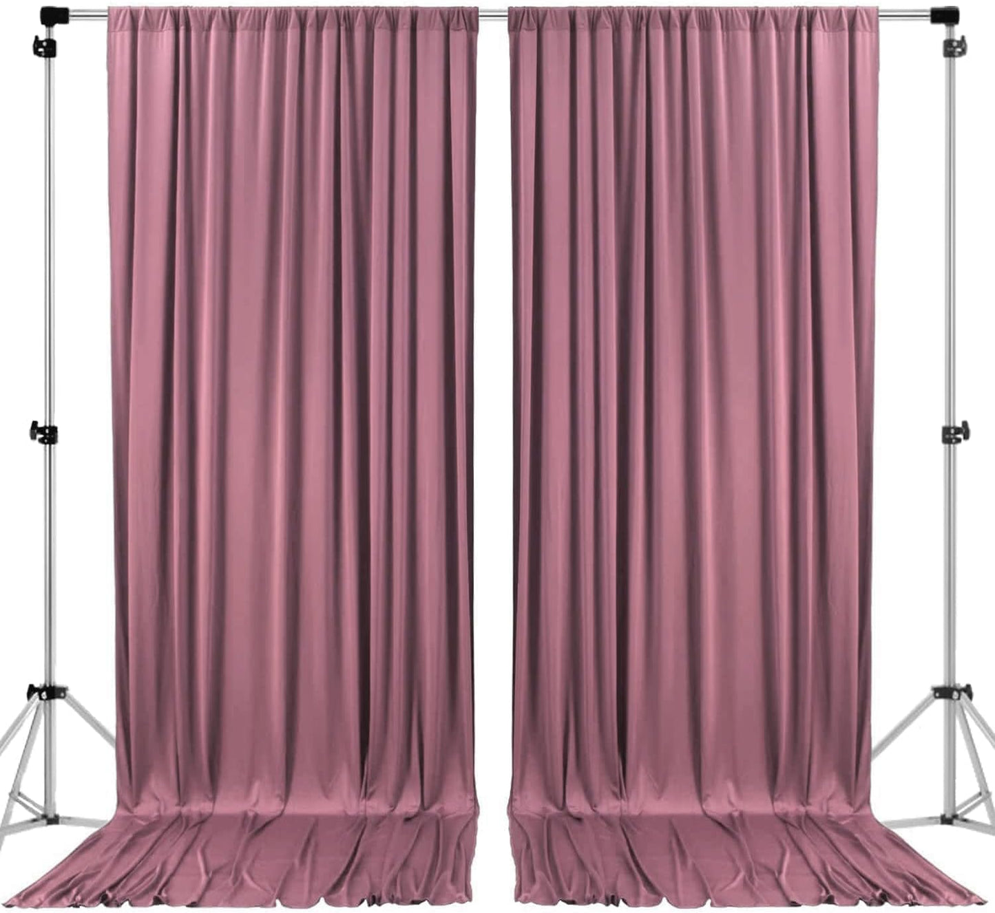 AK TRADING CO. 10 feet x 10 feet Dusty Rose Polyester Backdrop Drapes Curtains Panels with Rod Pockets - Wedding Ceremony Party Home Window Decorations