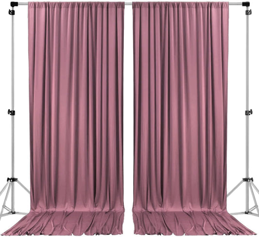 AK TRADING CO. 10 feet x 10 feet Dusty Rose Polyester Backdrop Drapes Curtains Panels with Rod Pockets - Wedding Ceremony Party Home Window Decorations