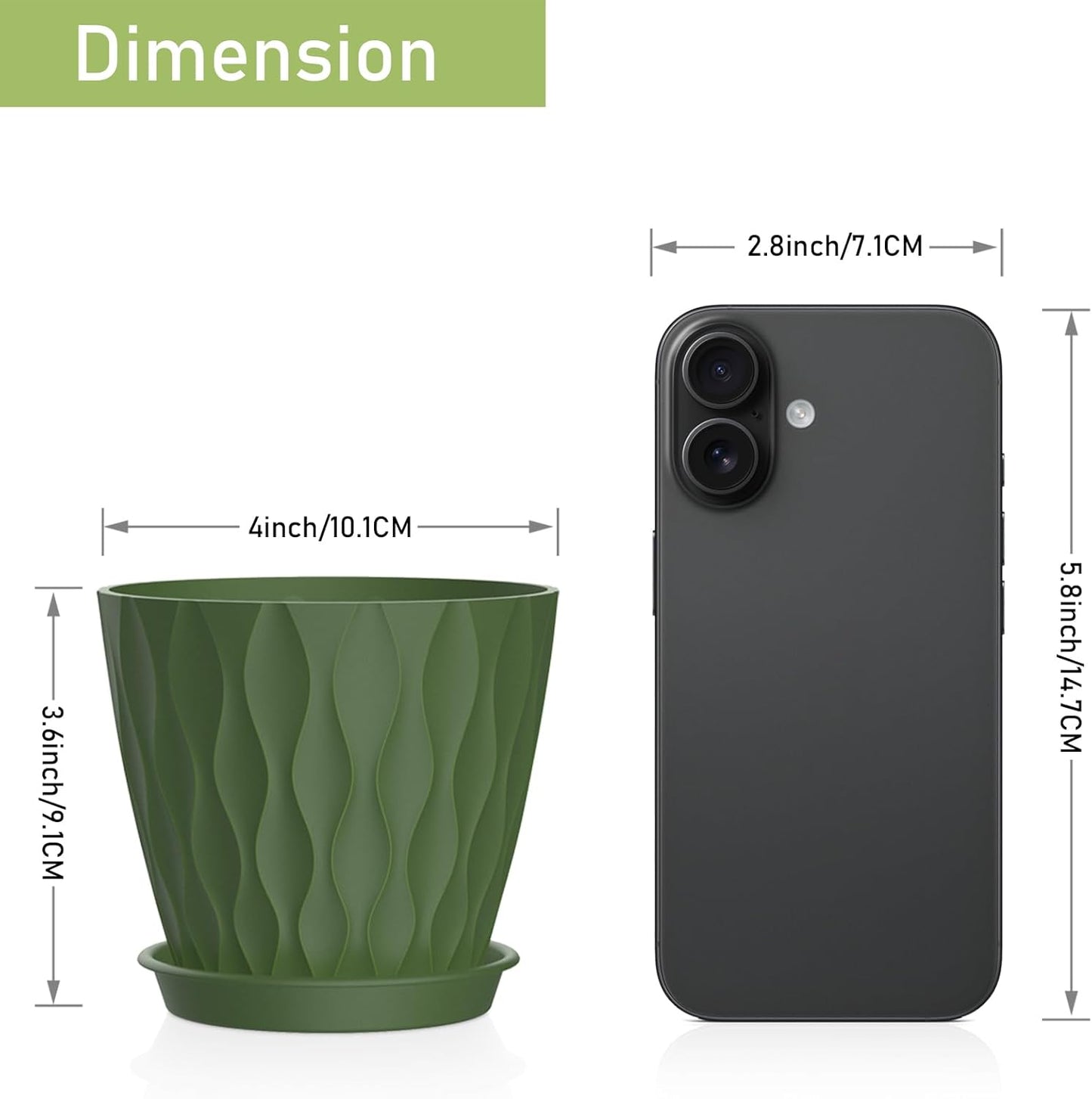 4 Inch Small Pots for Plants, 12 Pack Waffle Texture Small Plant Pots for Succulents, Plastic Planter with Drainage Holes and Saucers for Indoor Outdoor Plants, Flowers, Herbs, Seedlings, Colorful