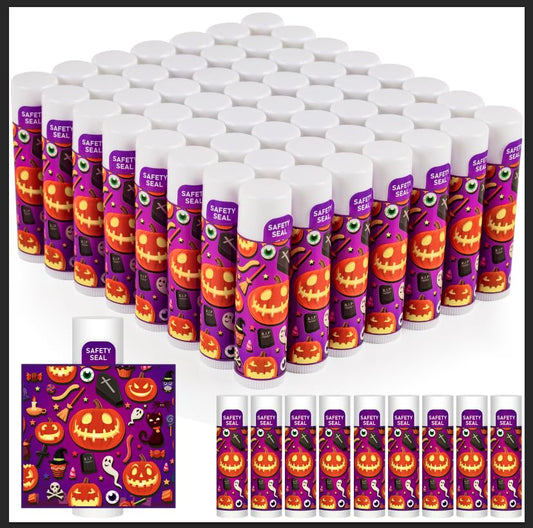 DMSKY 60 Pcs Halloween Lip Balm Bulk, Halloween Party Favors Halloween Treat Bags Gifts Goodie Bag Fillers Classroom Prizes Halloween Party Favors Supplies